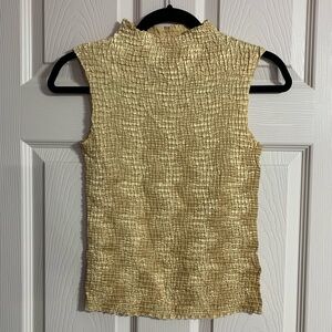 VTG 90s/Y2K Plisse gold textured sleeveless top - small